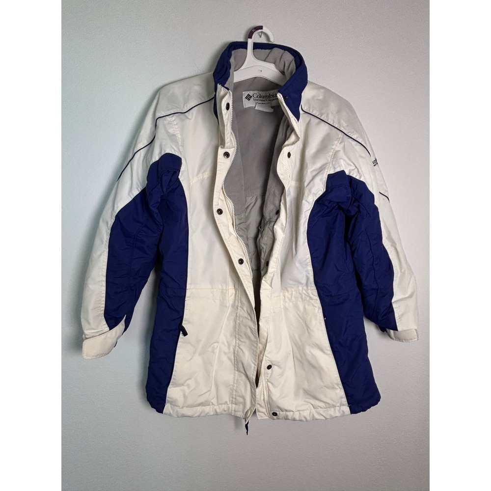 Vintage Columbia Sportswear White Blue Colorblock‎ Winter Parka Jacket Womens M